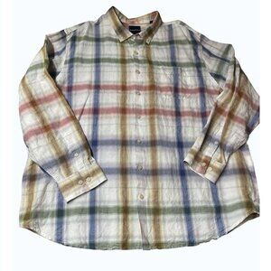 Tommy Bahama 3XT Plaid Mens Long-Sleeve Shirt Linen Cotton Blend lightweight
